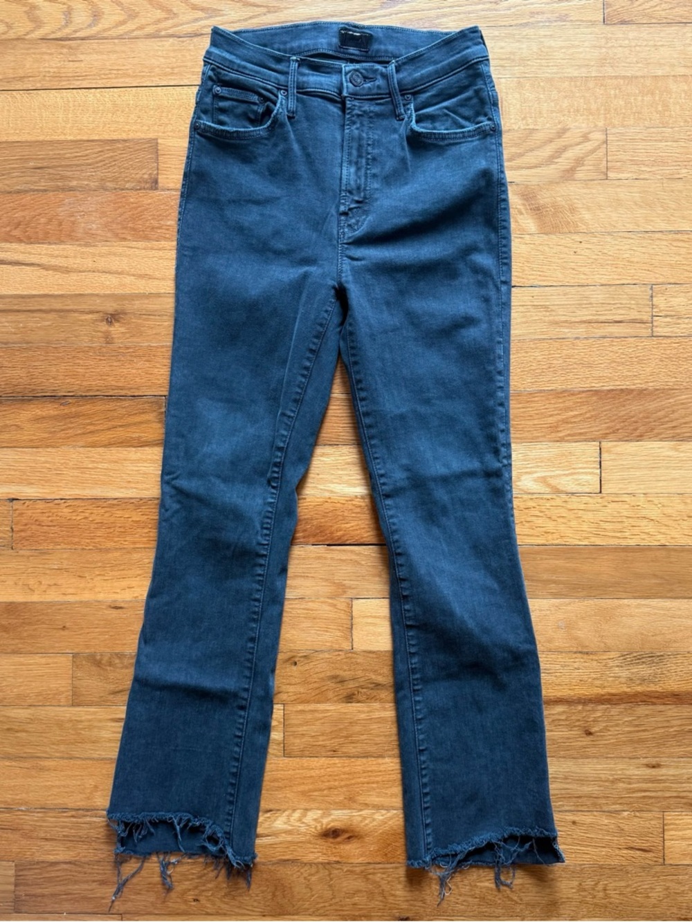 Mother Denim Jeans The Insider Crop Step Fray Black Ankle‎ size 24